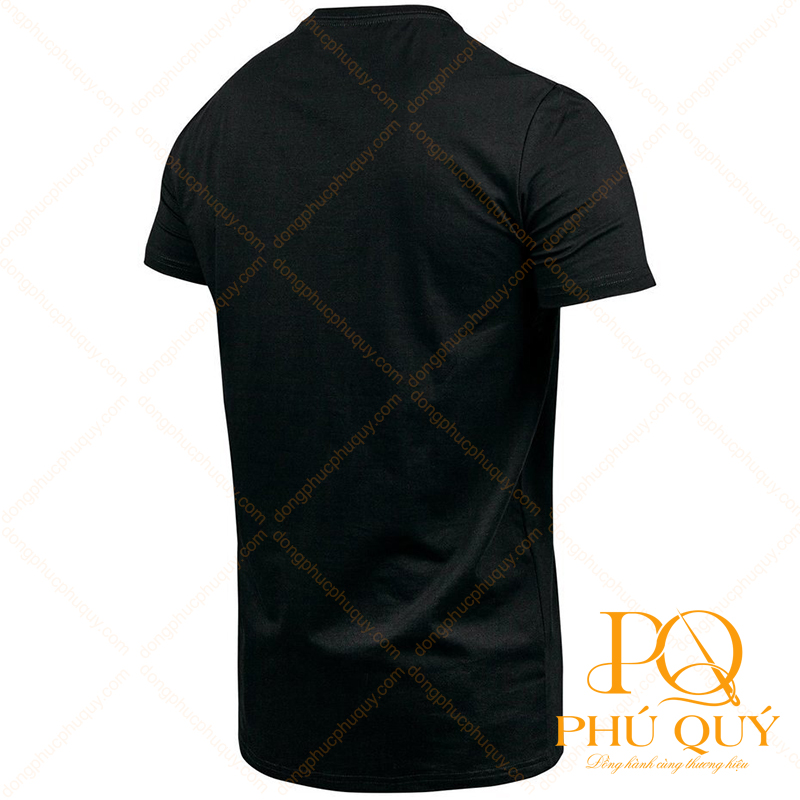 Áo thun đồng phục công ty đen phối màu vàng không cổ