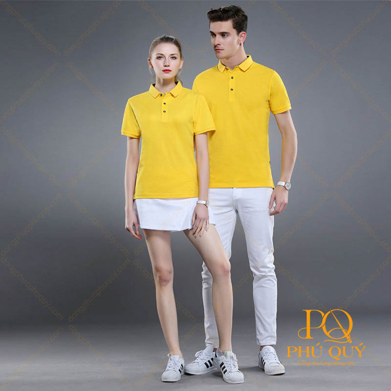 Áo thun đồng phục màu vàng kiểu dáng thanh lịch, hiện đại