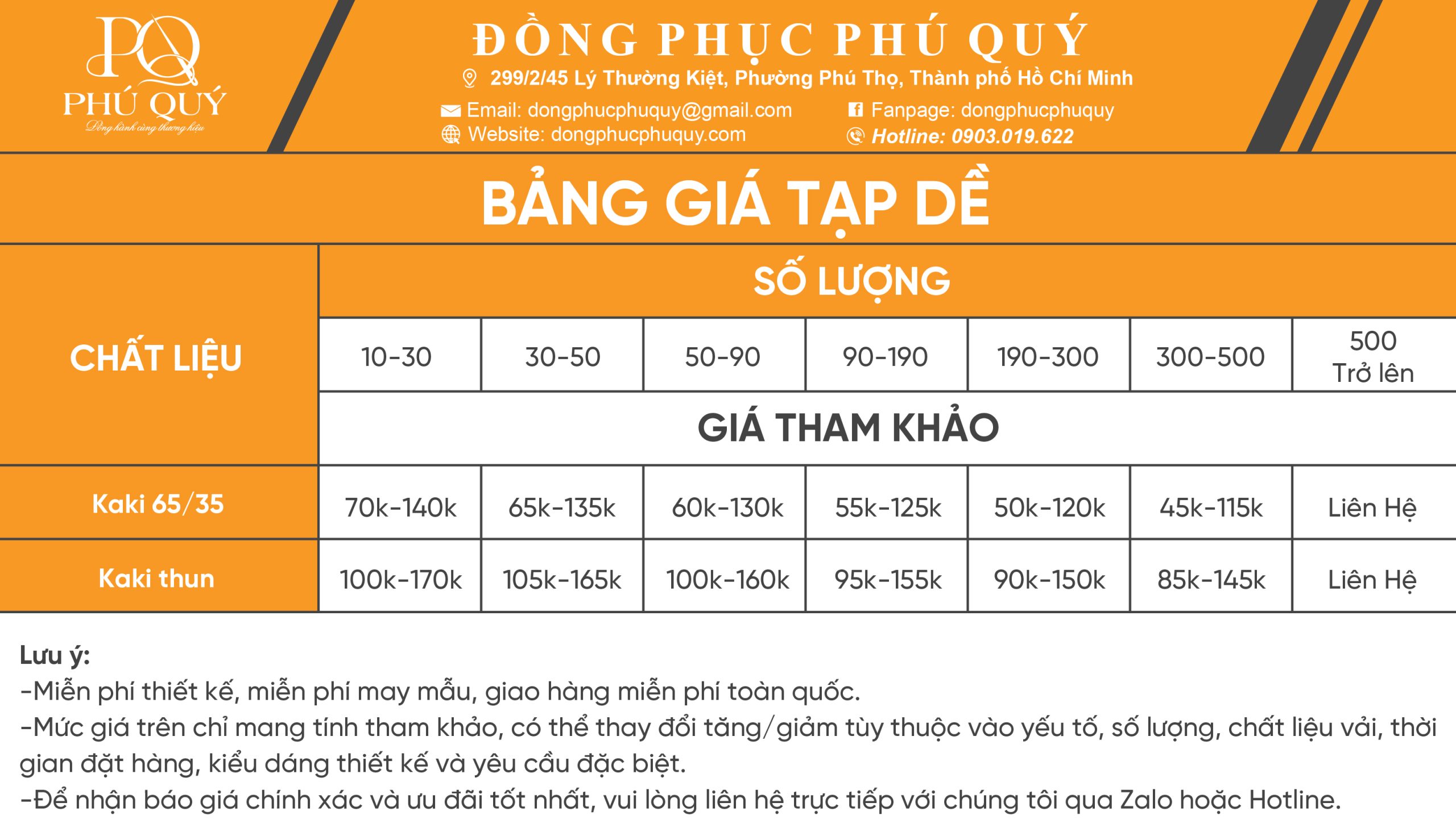 Giá may tạp dề tại Đồng phục Phú Quý