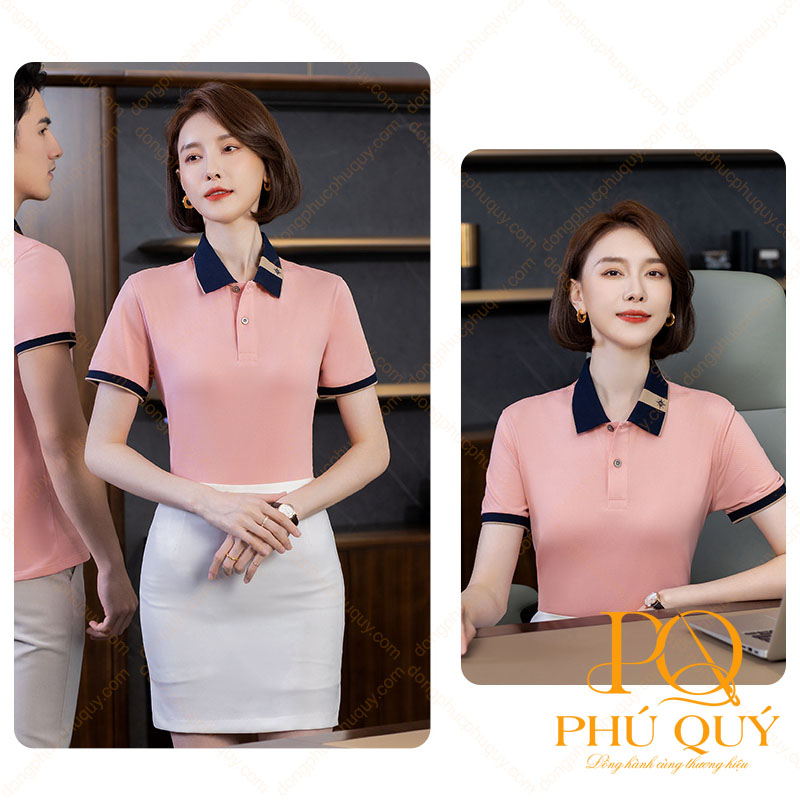 Đồng phục áo thun trơn màu hồng phấn PQ17