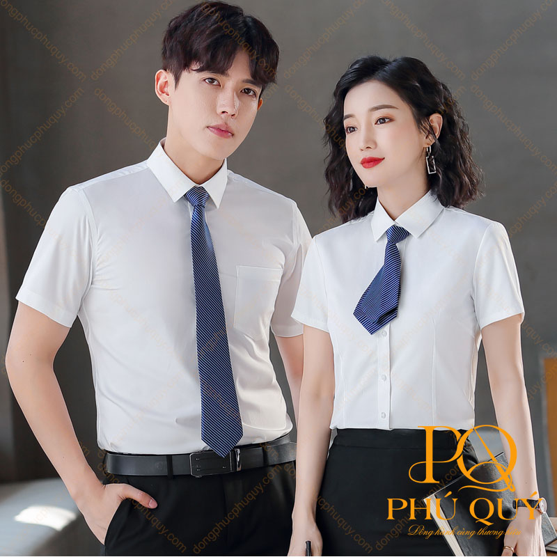 Mẫu áo sơ mi trắng trơn cổ tàu công sở PQ71