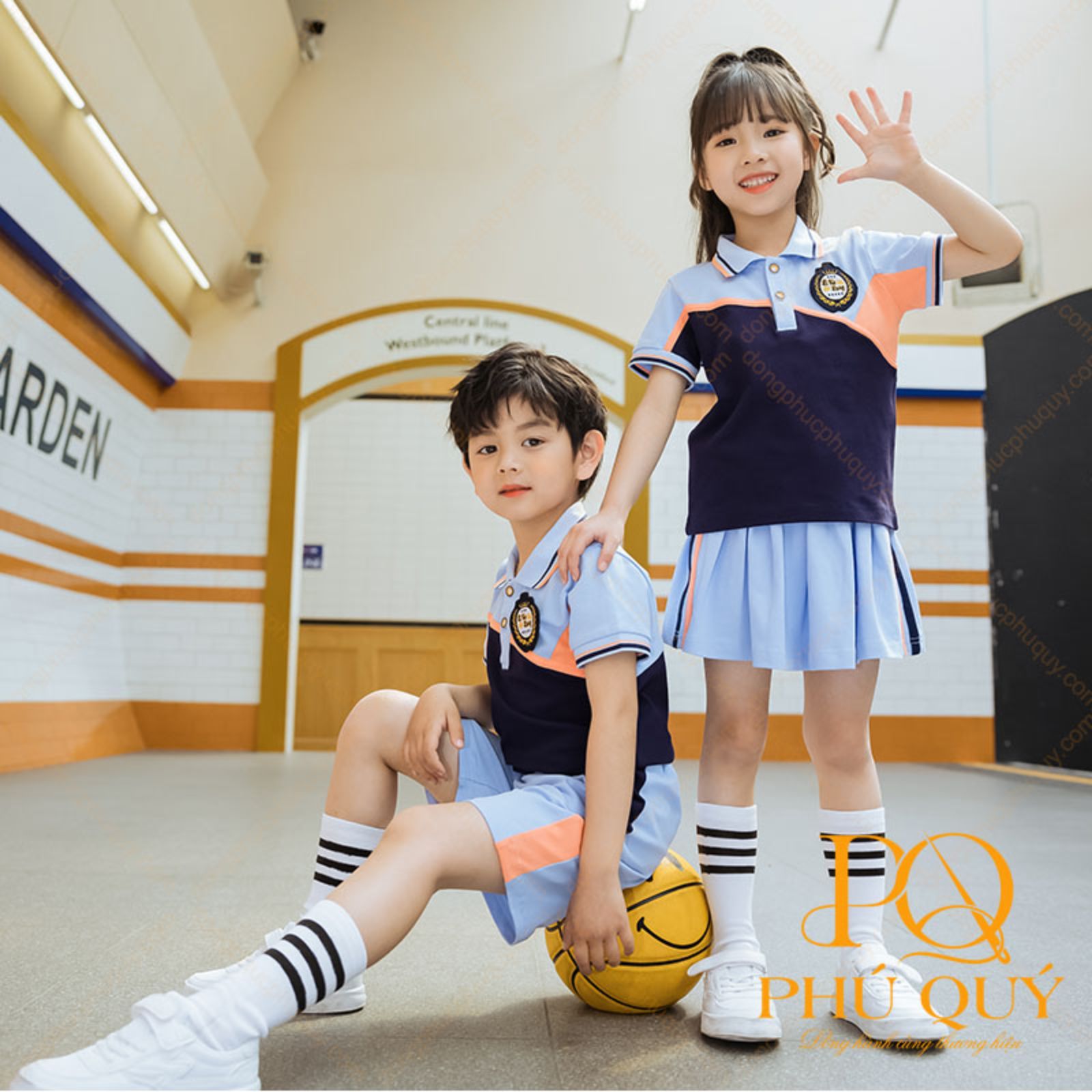 Đồng phục học sinh cấp 1 chất vải thun tone xanh nhẹ nhàng