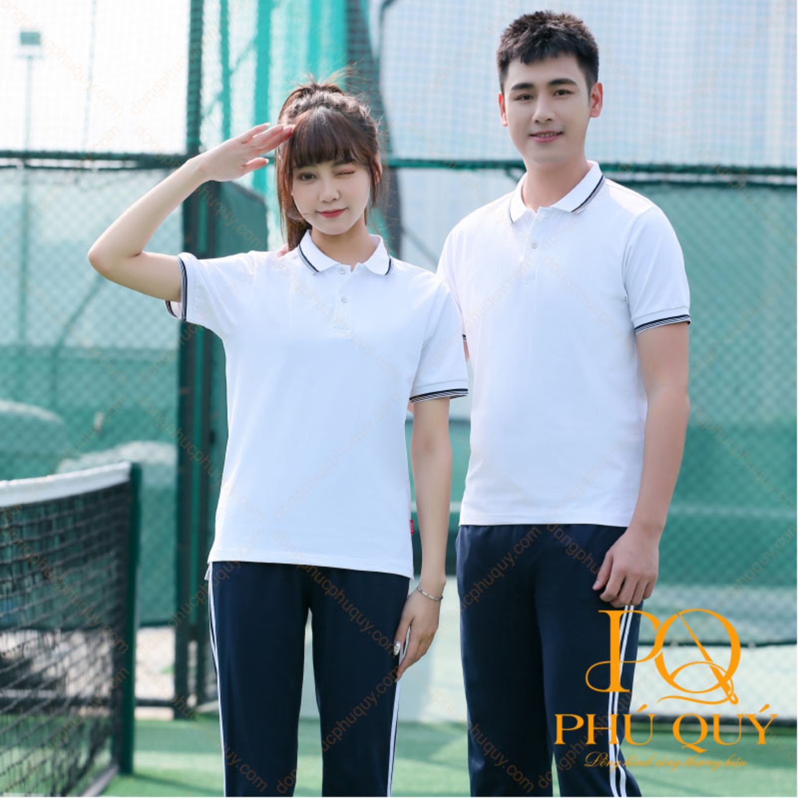 Đồng phục thể thao màu trắng đơn giản tại Đồng phục Phú Quý