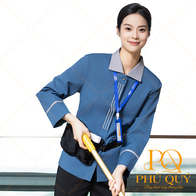 Đồng phục cổ bẻ cho nhân viên tạp vụ buồng phòng