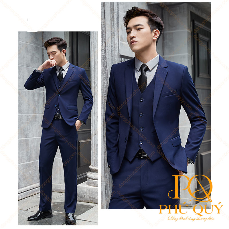 Mẫu vest đồng phục công sở màu xanh đen đẹp PQ03