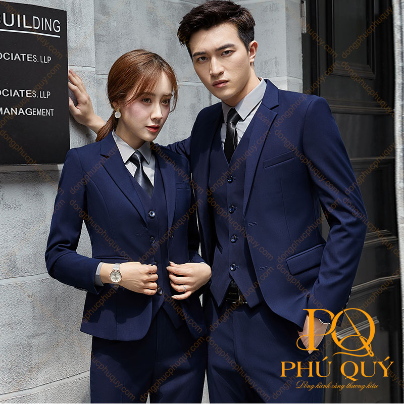 Mẫu vest đồng phục công sở màu xanh đen đẹp PQ03