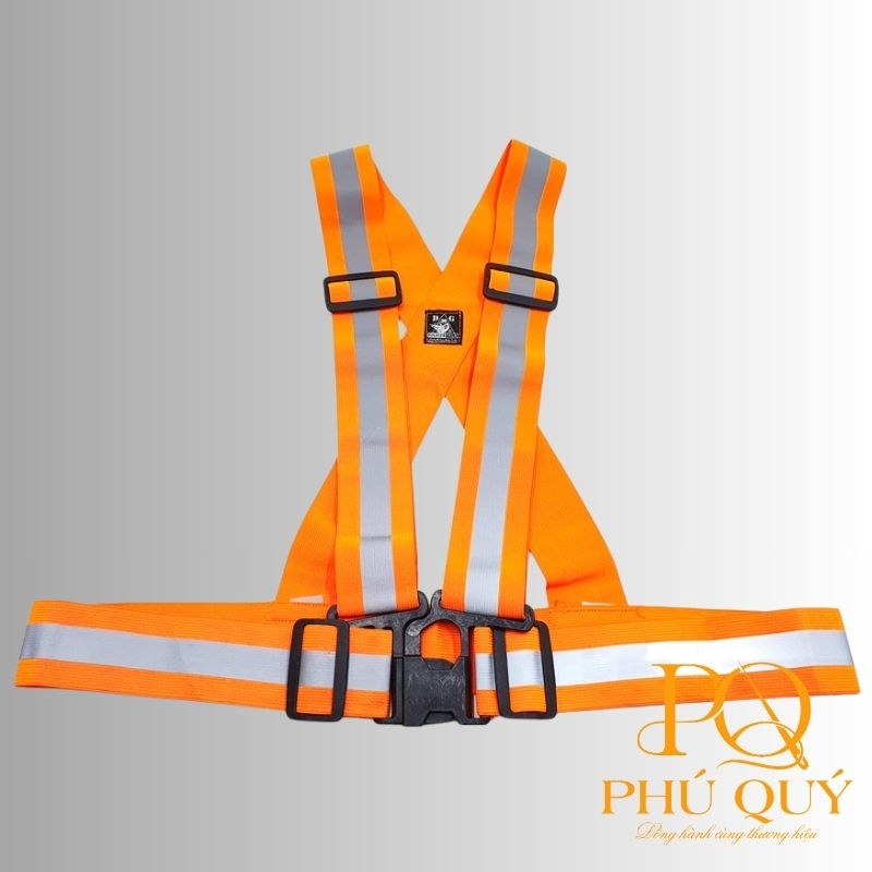 Áo phản quang bảo hộ lao động dạng dây đeo màu cam, gọn nhẹ dễ mặc