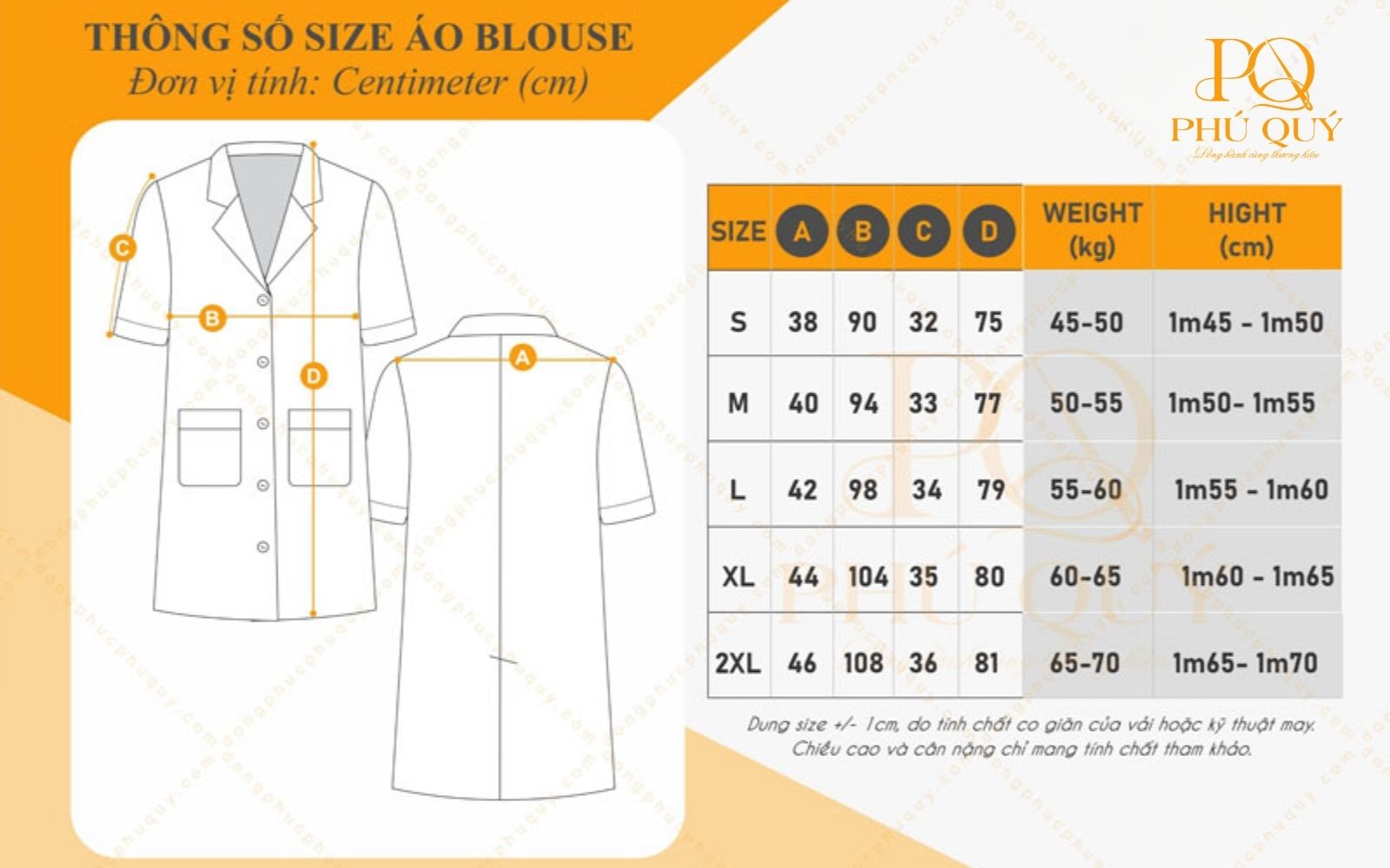 Kích thước áo bác sĩ chuẩn hiện nay