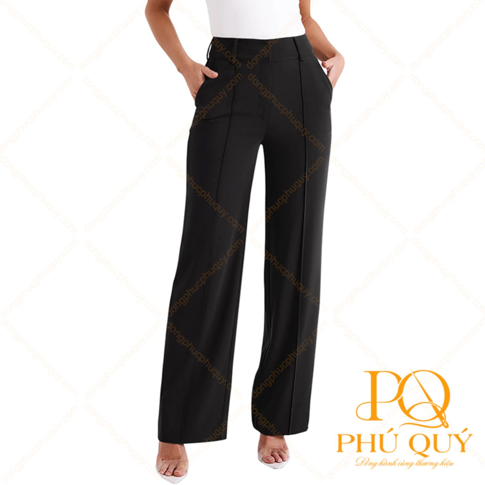 đồng phục quần tây công sở may sẵn basic, cạp cao vừa phải