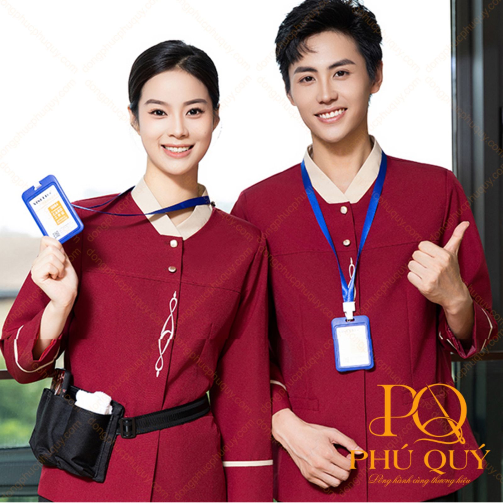 Đồng phục tạp vụ nhà hàng, khách sạn cổ trụ màu đỏ