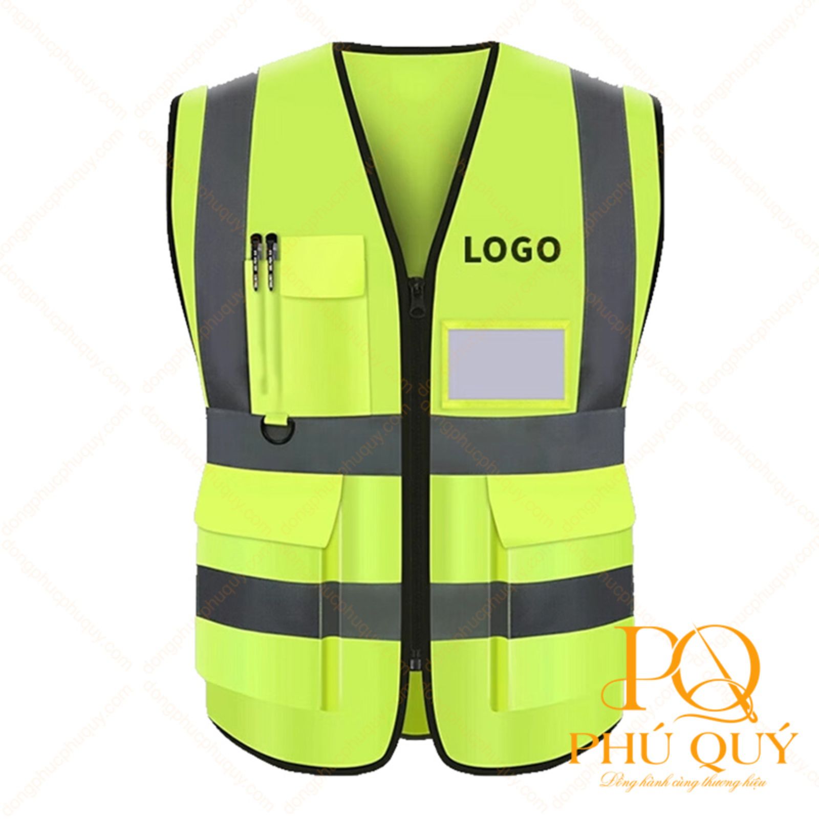 Mẫu áo phản quang kỹ sư có khóa kéo cùng túi hộp và ngăn gài bút