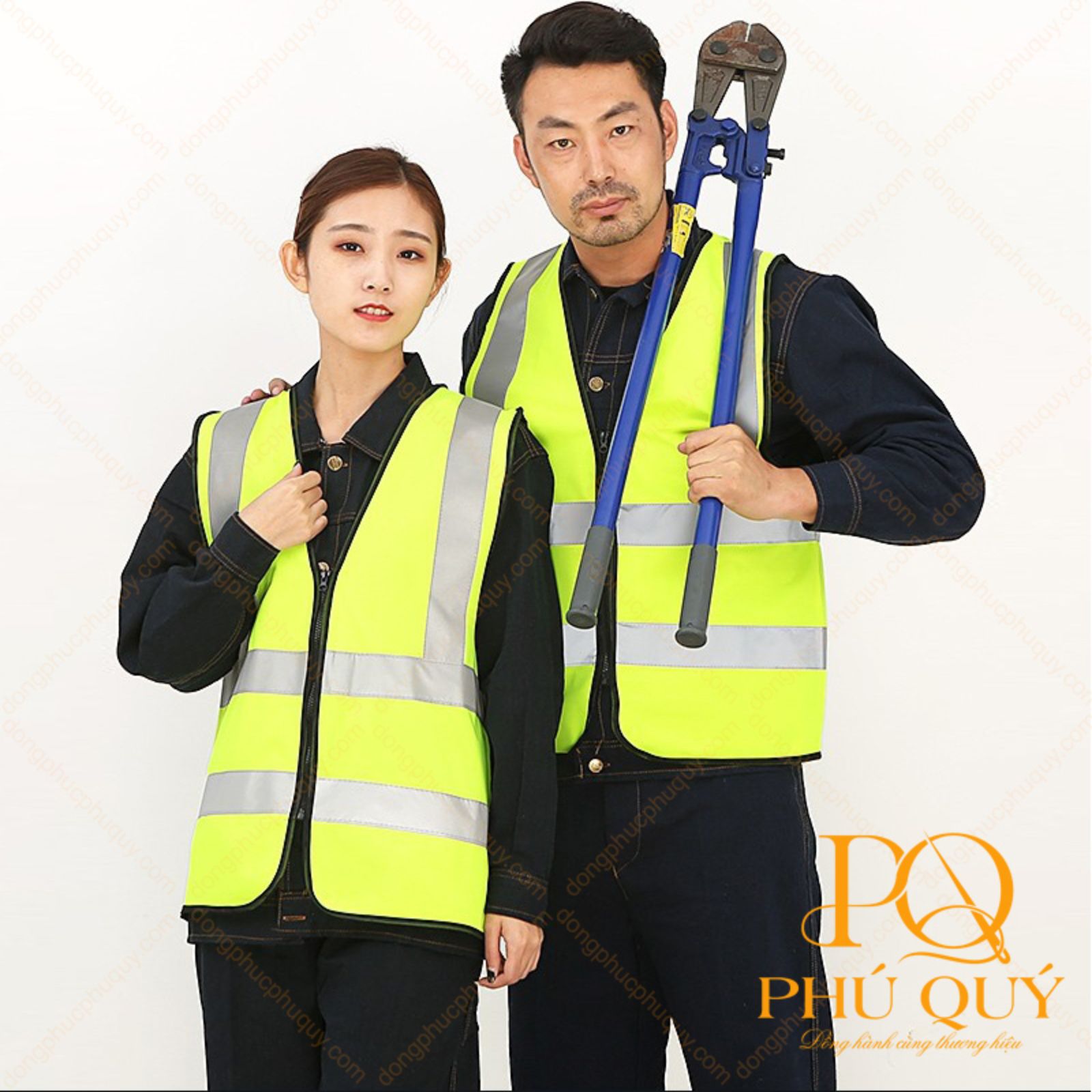 Mẫu áo phản quang bảo hộ xây dựng cho kỹ sư, thiết kế dáng trơn, khóa kéo bền chắc