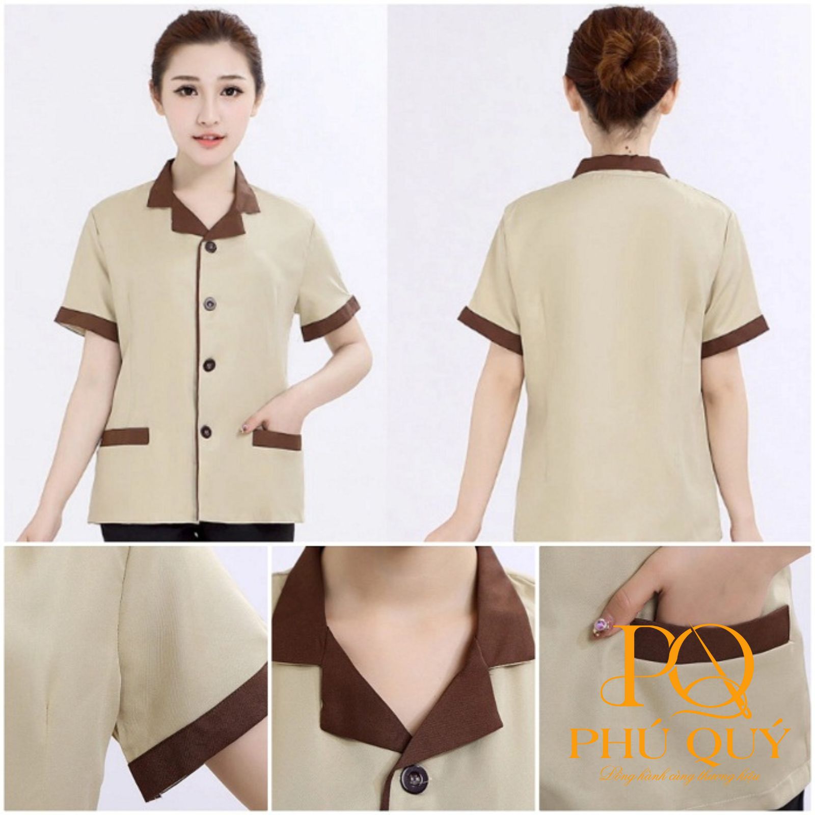 mẫu áo đồng phục buồng phòng khách sạn cổ cuba