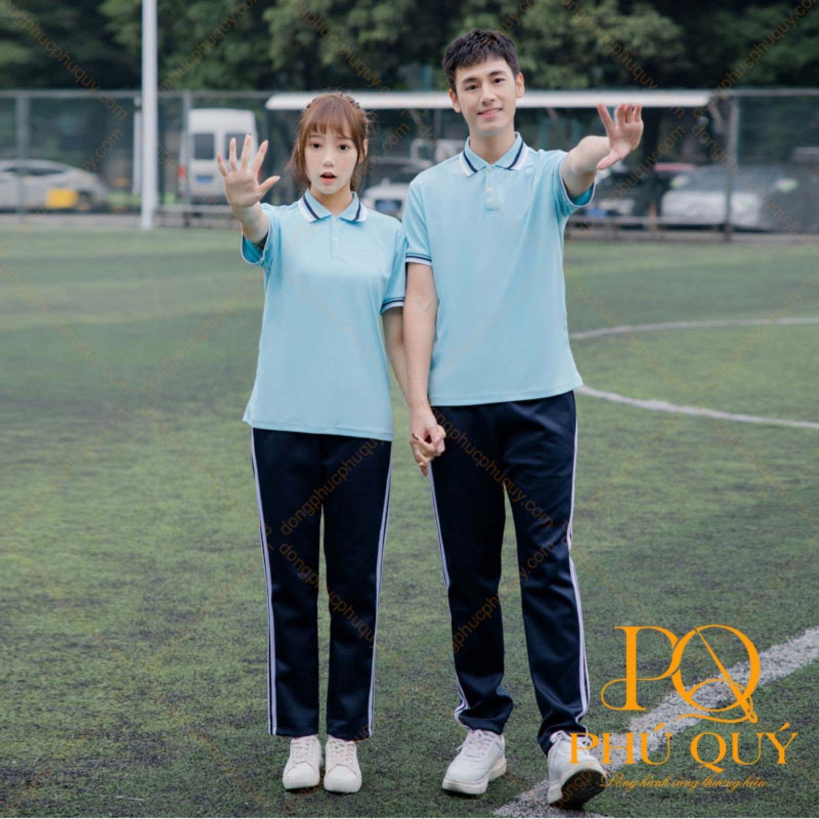 Mẫu áo đồng phục thể dục THCS cổ trụ đơn sắc đẹp