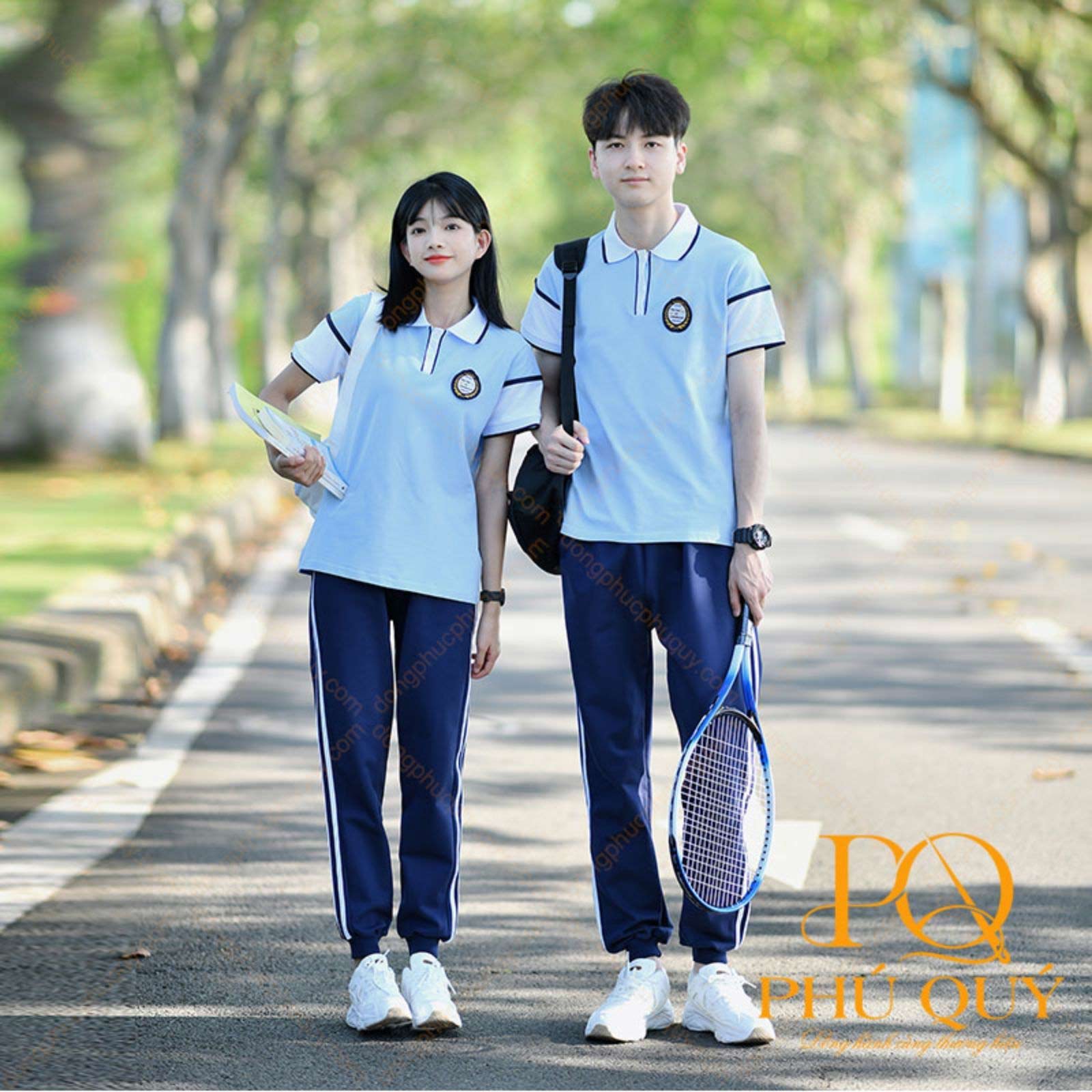 Mẫu áo thun đồng phục thể dục THPT cổ bẻ thanh lịch