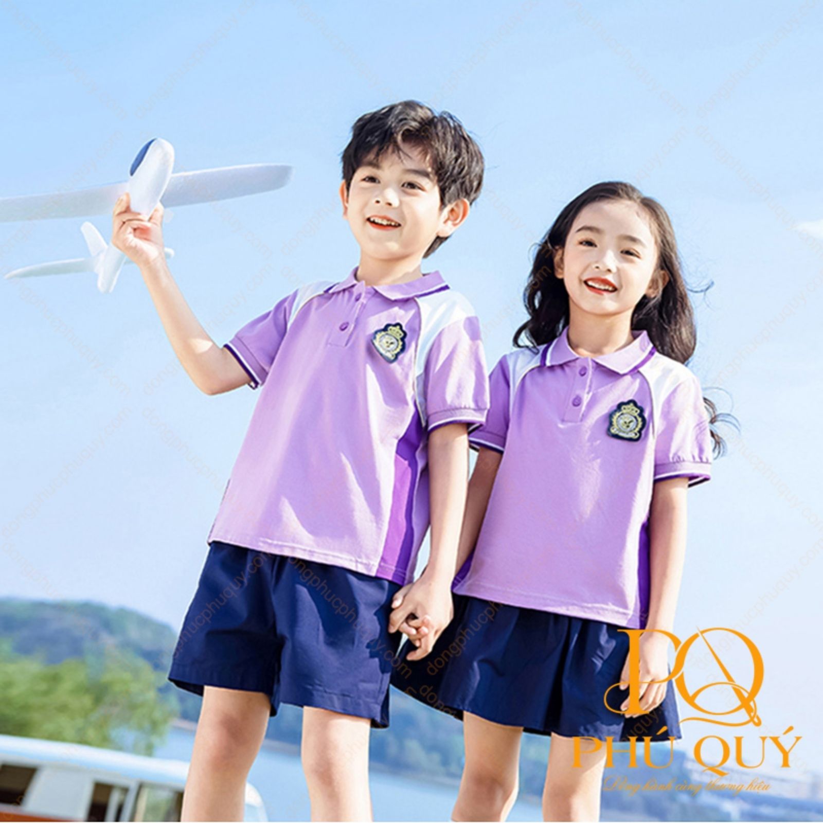 Mẫu đồng phục thể dục cấp 1 vải thun cotton 4 chiều co giãn thoải mái
