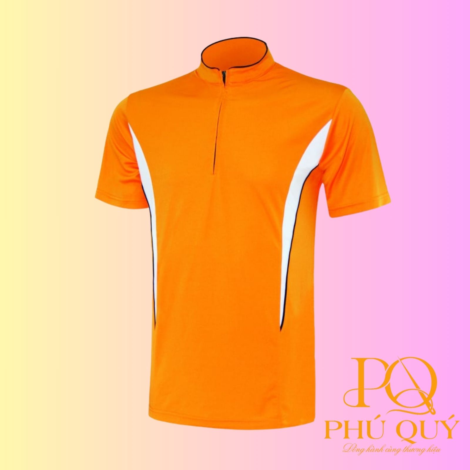 Mẫu áo thun cổ lãnh tụ có khóa kéo tay ngắn thể thao