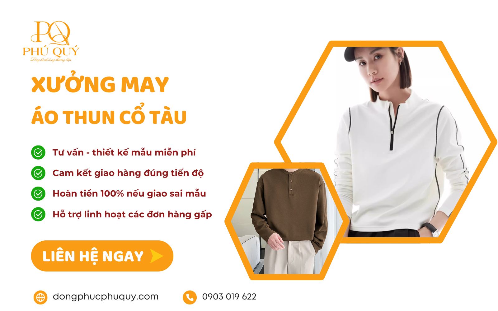 Xưởng may áo thun đồng phục cổ tàu theo yêu cầu Phú Quý