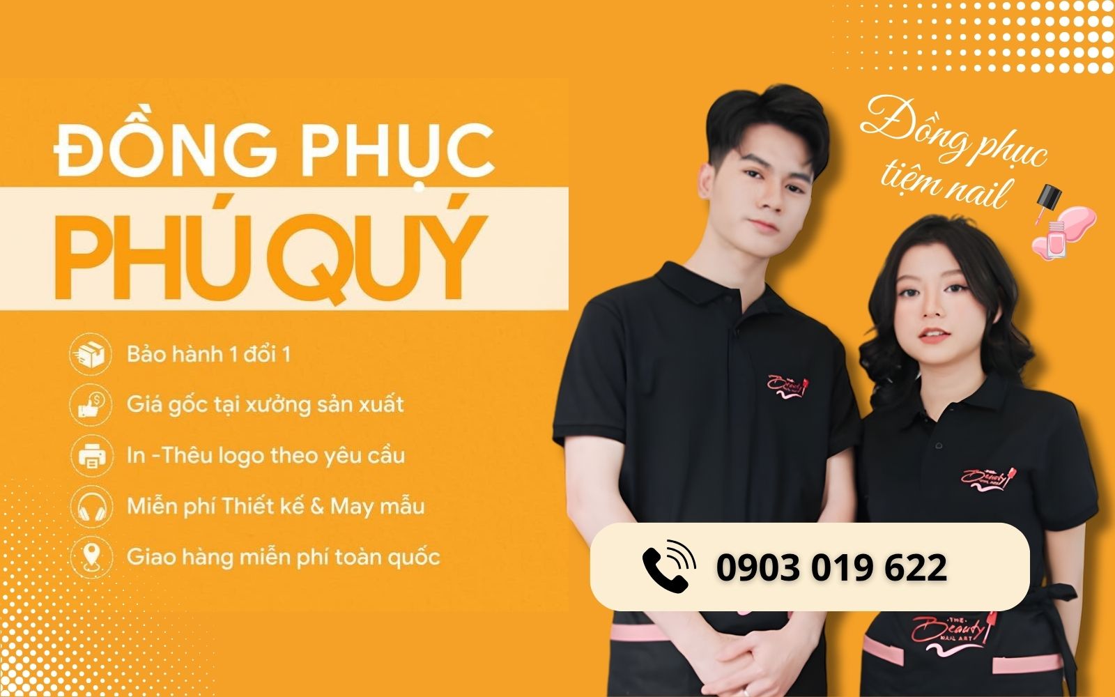 Xưởng may đồng phục nhân viên làm móng giá tốt tại Phú Quý