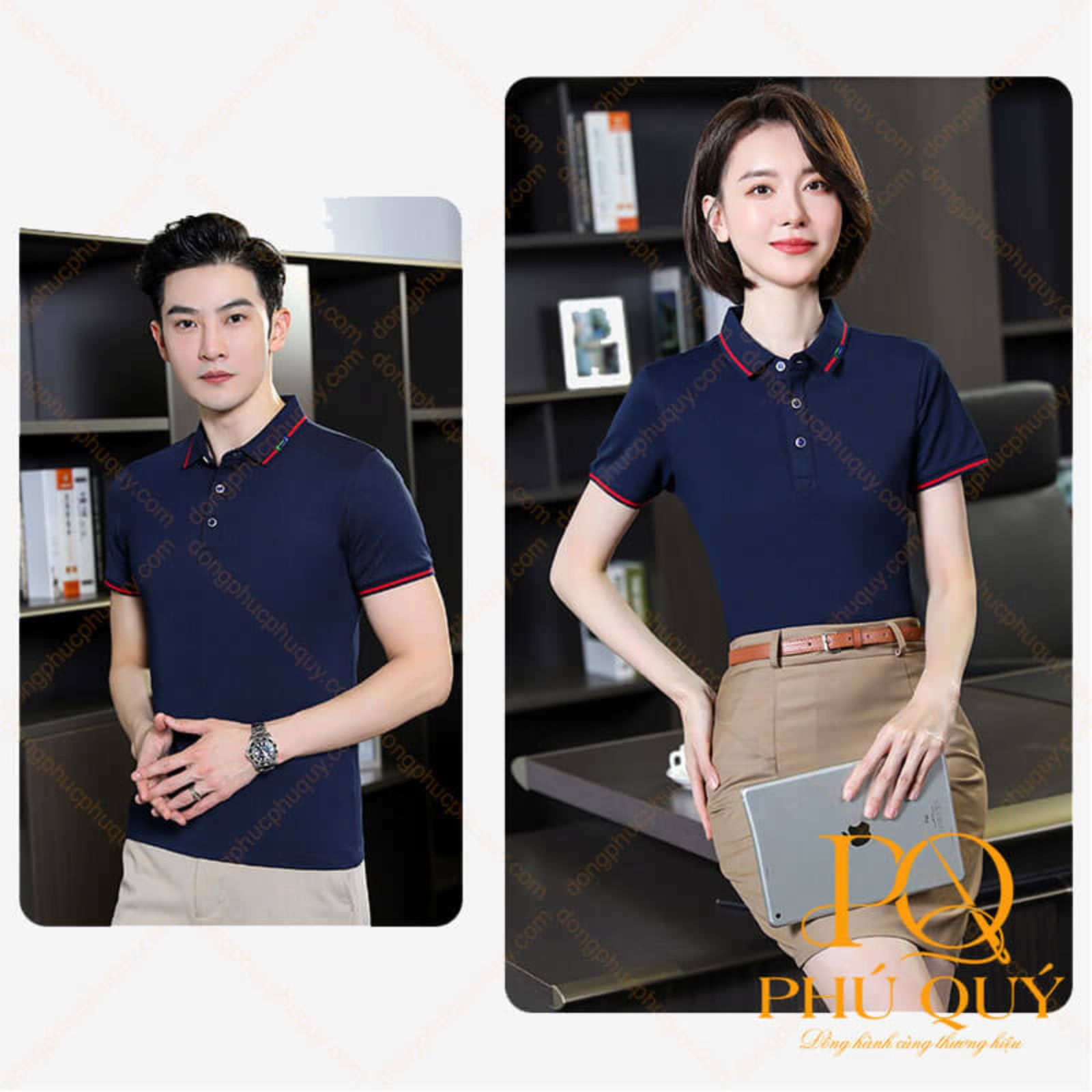 mẫu áo đồng phục công ty cổ trụ