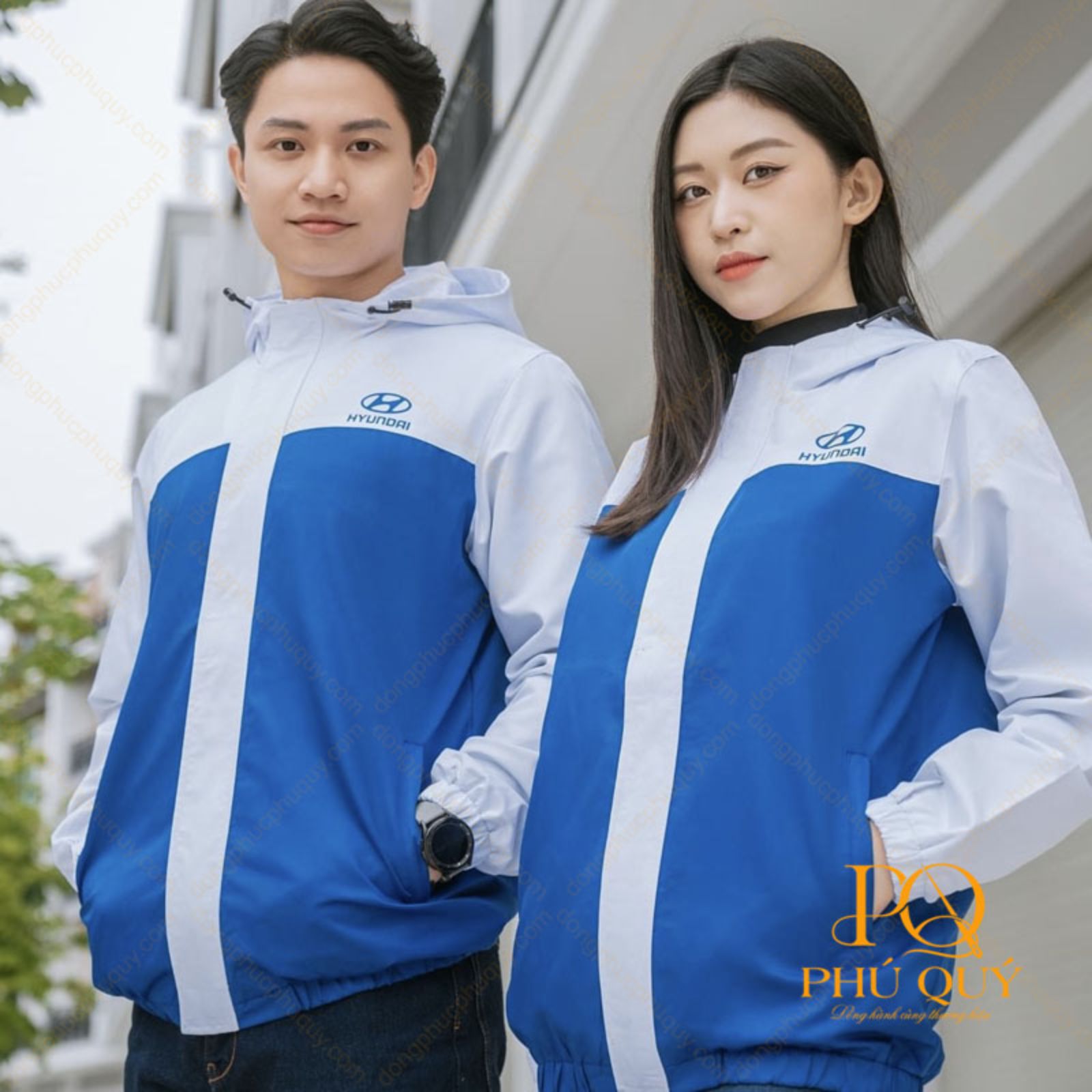 Áo khoác uniform màu trắng phối xanh