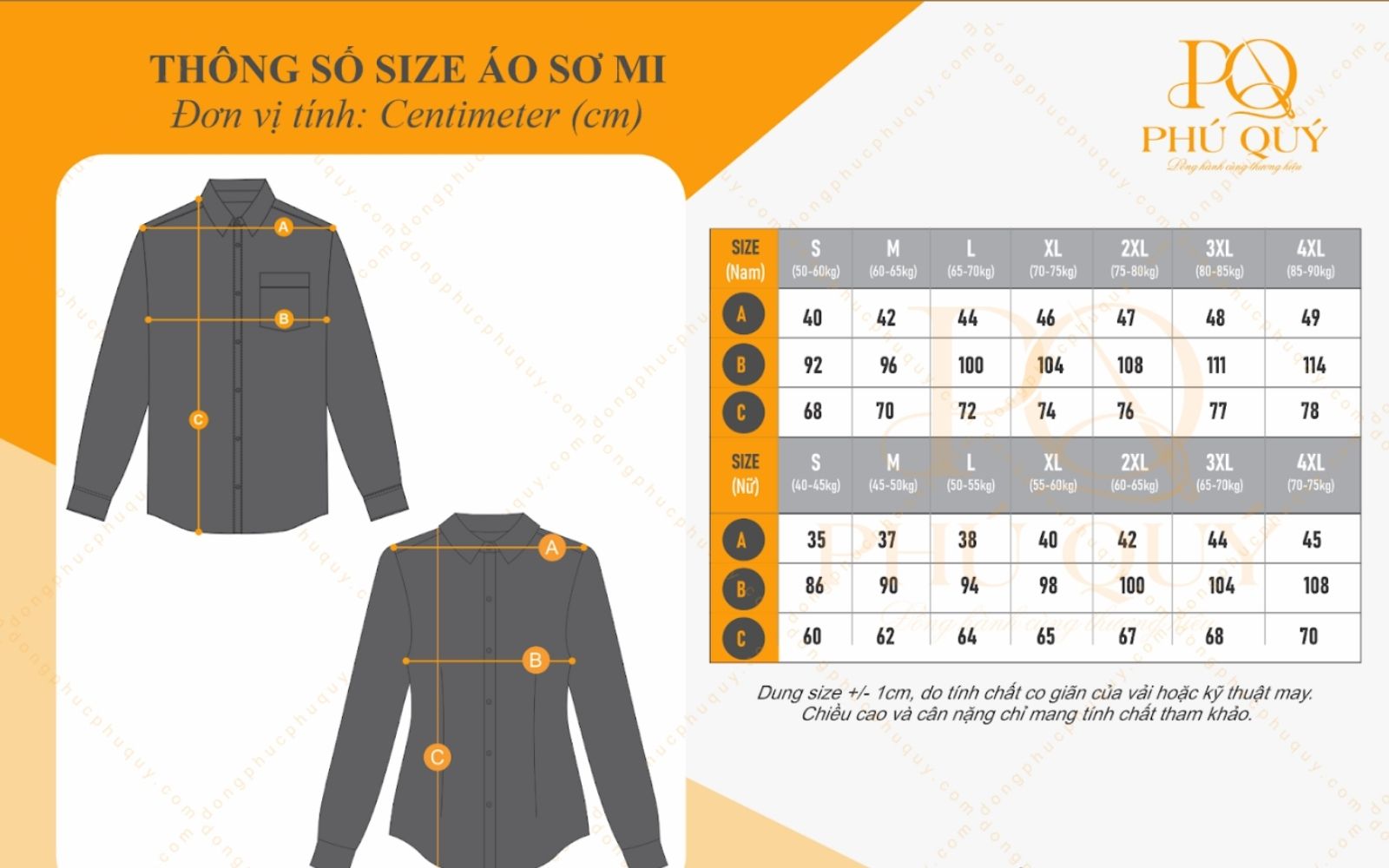 size áo sơ mi đồng phục cho công ty