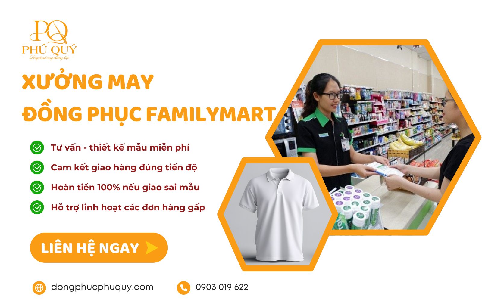 Xưởng Phú Quý may đồng phục nhân viên siêu thị tiện lợi FamilyMart