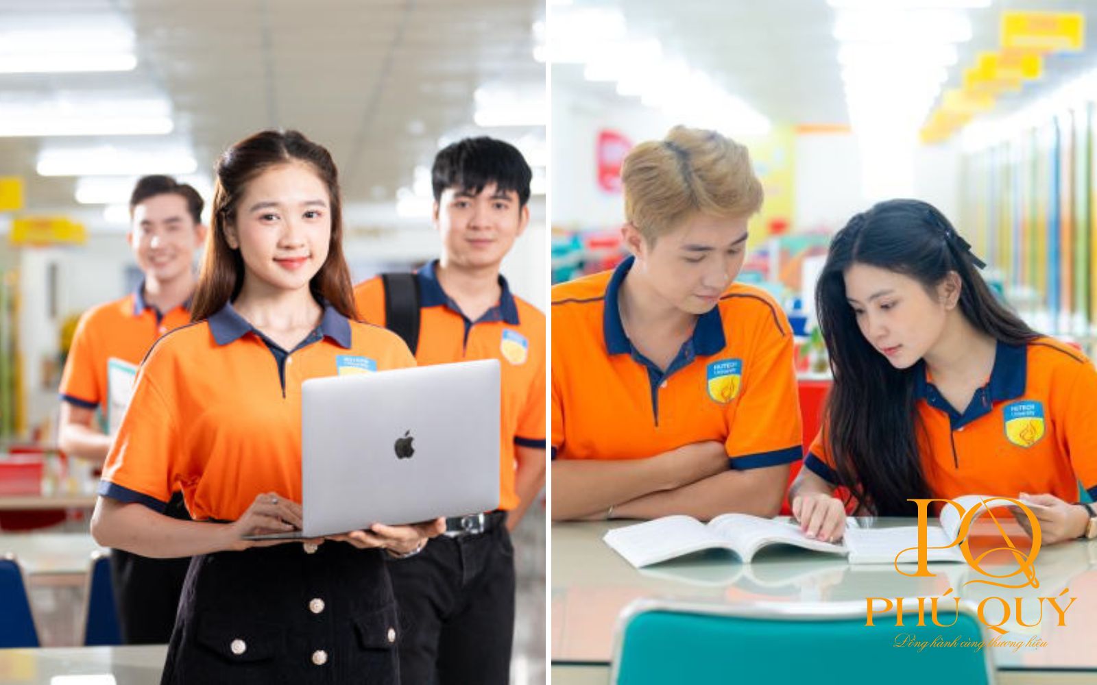 Áo thun đồng phục Hutech - TOP đồng phục các trường Đại học màu cam tươi sáng