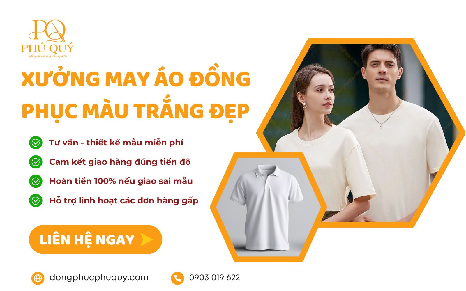 Phú Quý nhận may đồng phục áo trắng theo yêu cầu