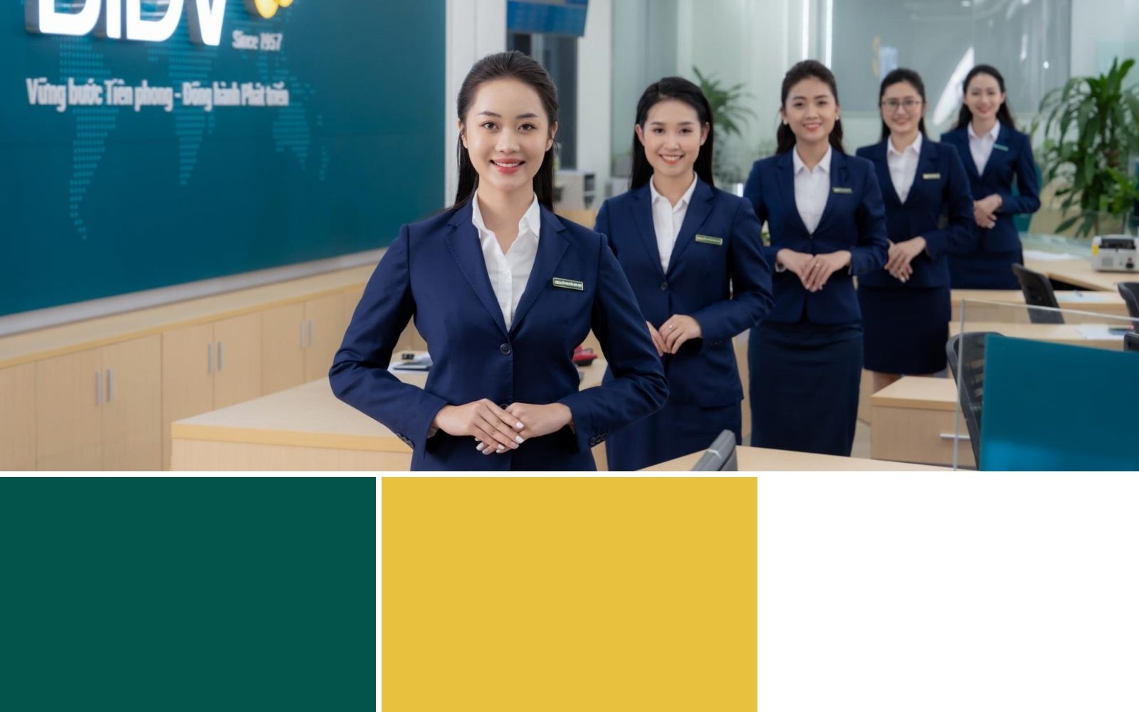 Các gam màu đồng phục BIDV