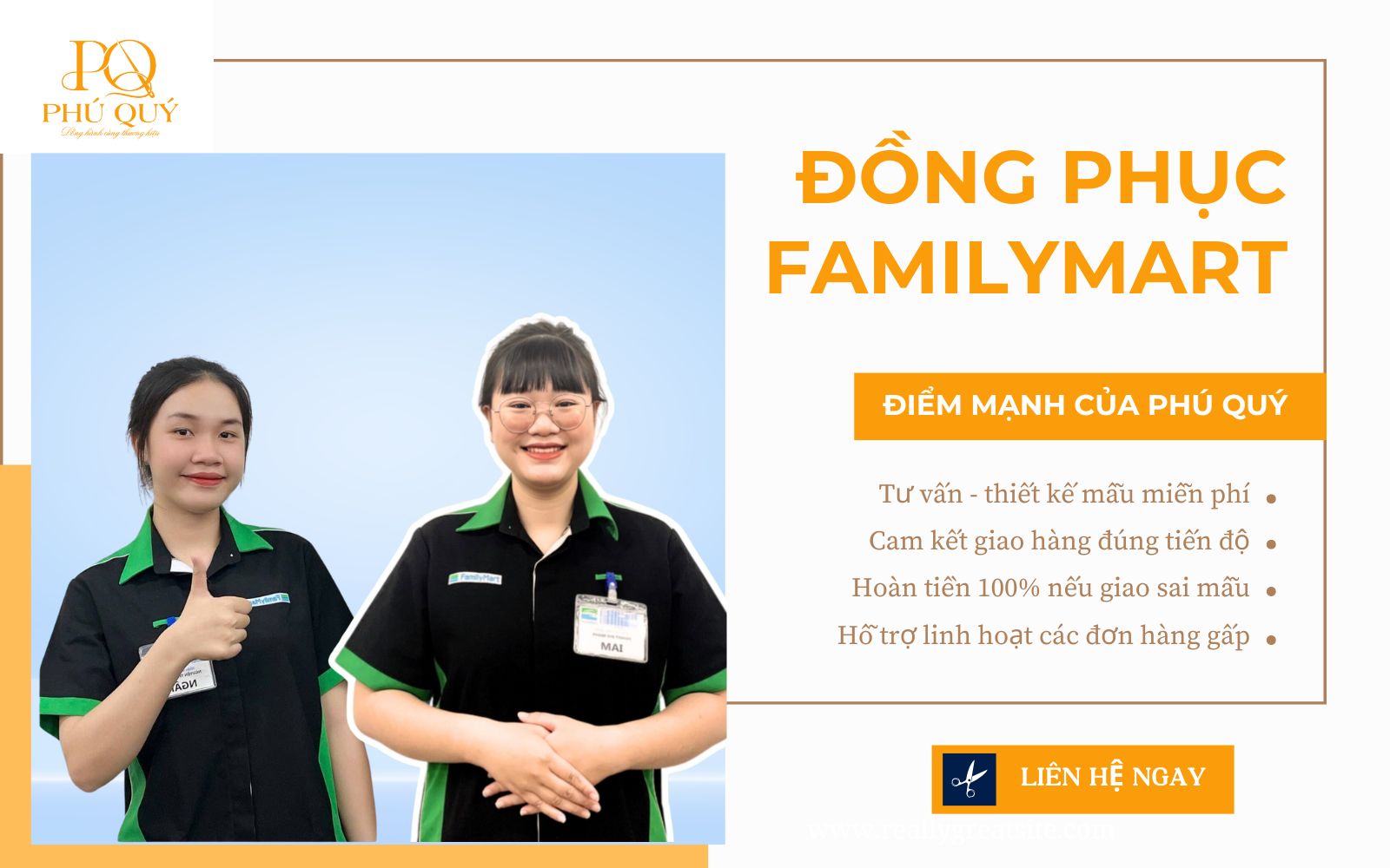 Xưởng Phú Quý may đồng phục nhân viên siêu thị tiện lợi FamilyMart