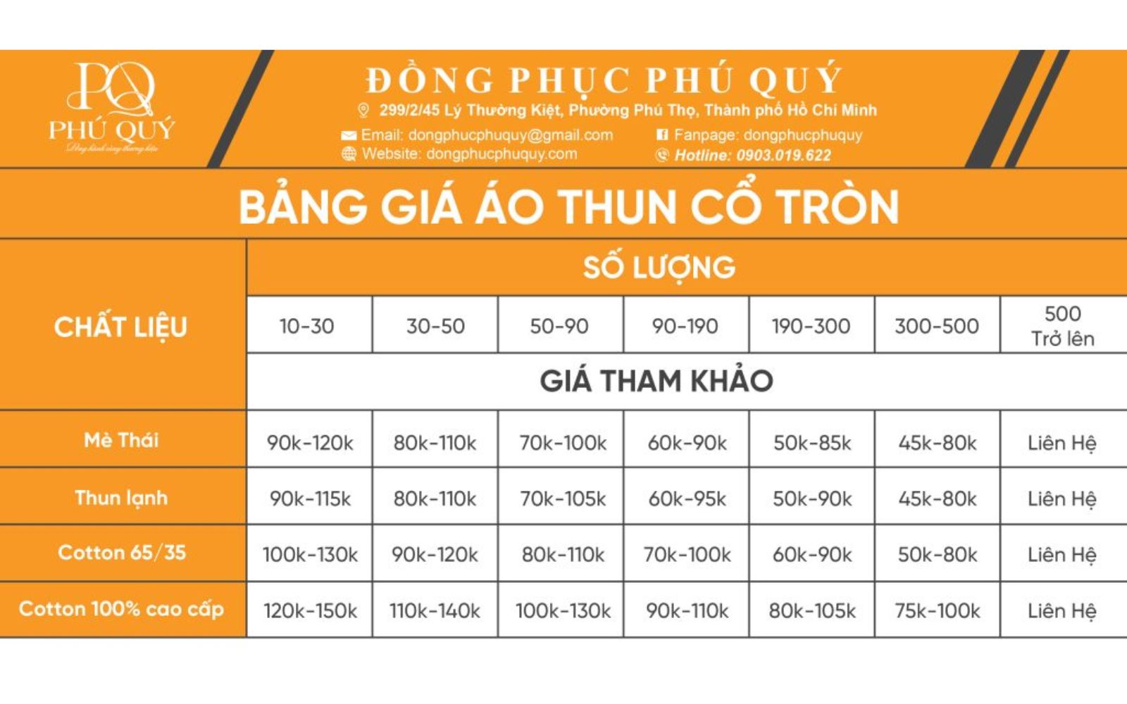 Bảng giá may áo thun đồng phục cổ tròn Bảng giá may áo thun đồng phục cổ tròn