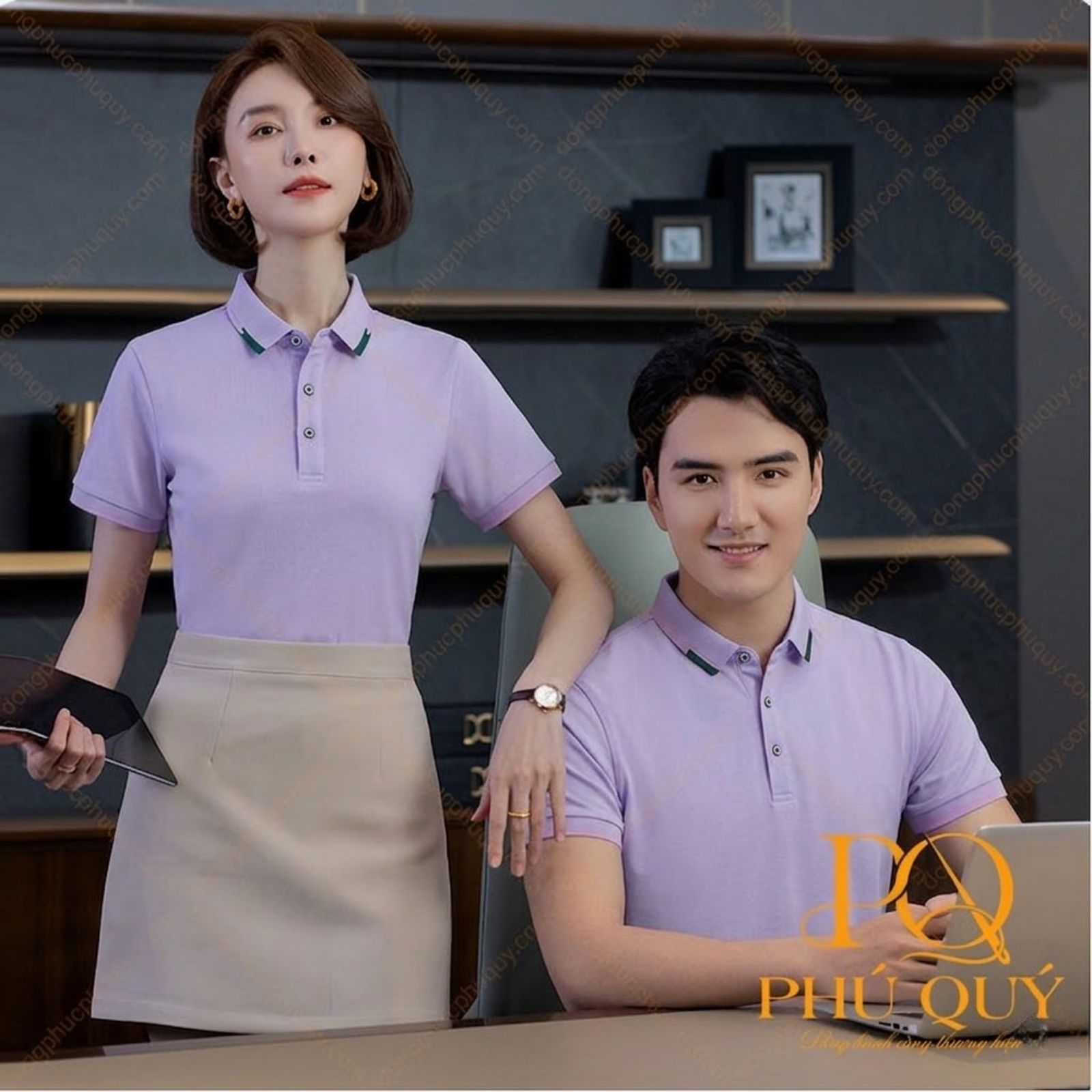 Mẫu áo thun đồng phục màu tím polo