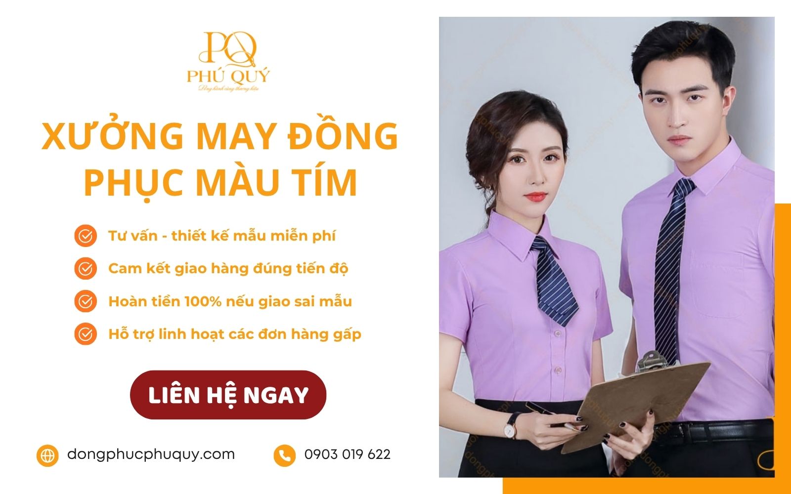 May đồng phục màu tím uy tín, chất lượng
