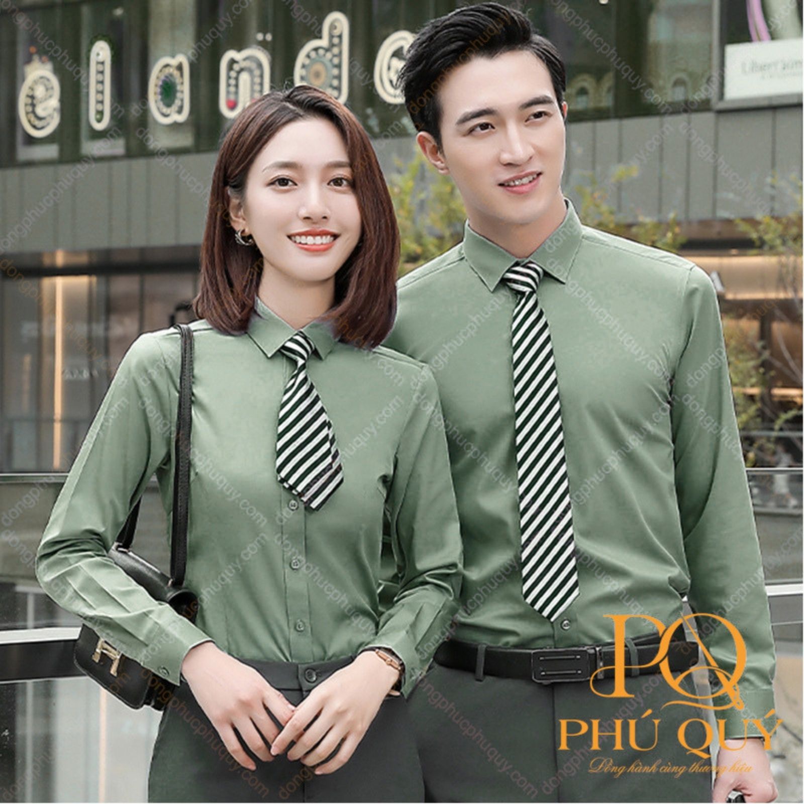 Sơ mi áo đồng phục màu xanh rêu