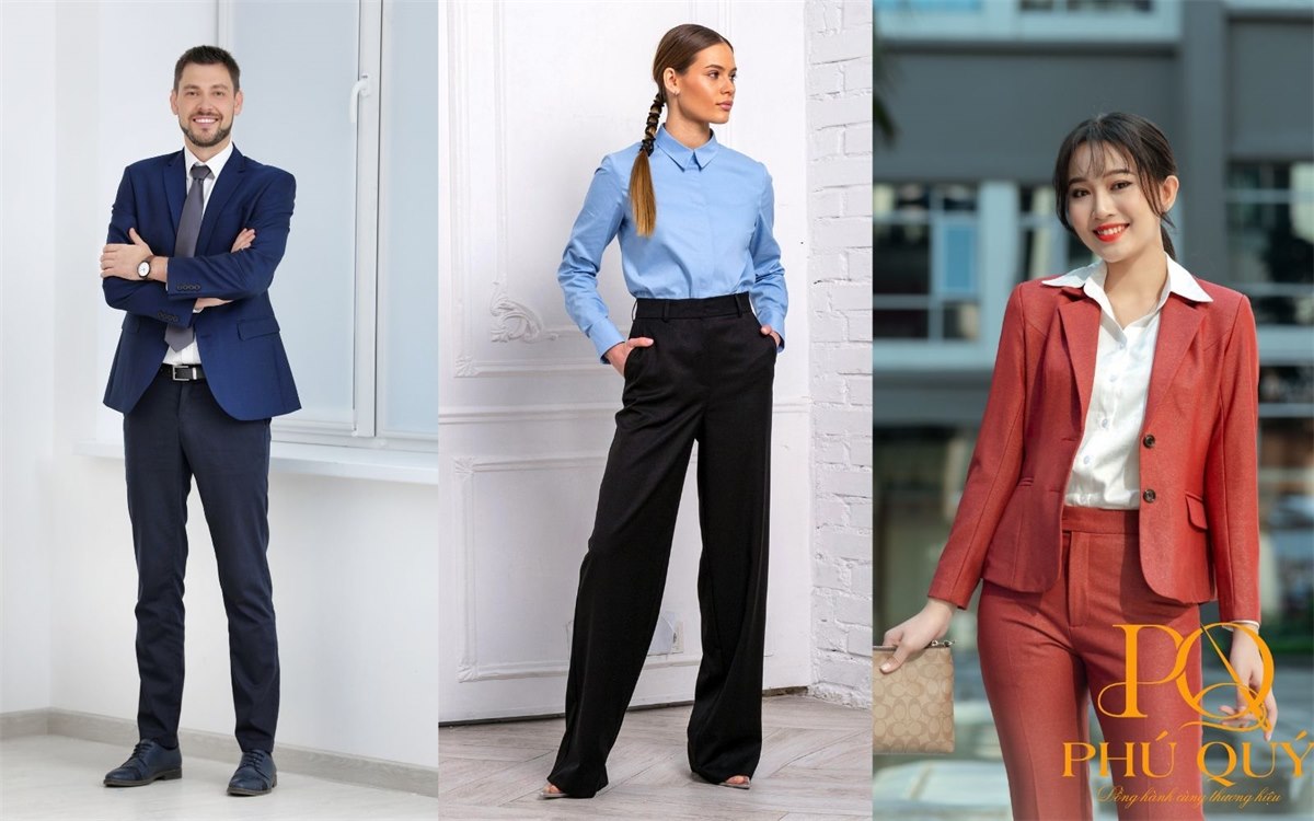 Các kiểu đồng phục công sở gồm vest, sơ mi và quần tây
