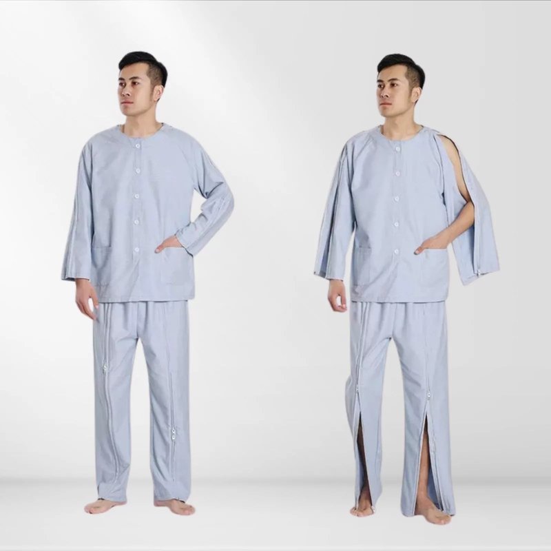 Bộ quần áo bệnh nhân mở vai và mở ống quần 