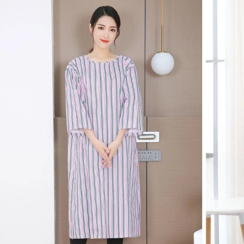 Áo choàng bệnh nhân kẻ sọc dáng dài